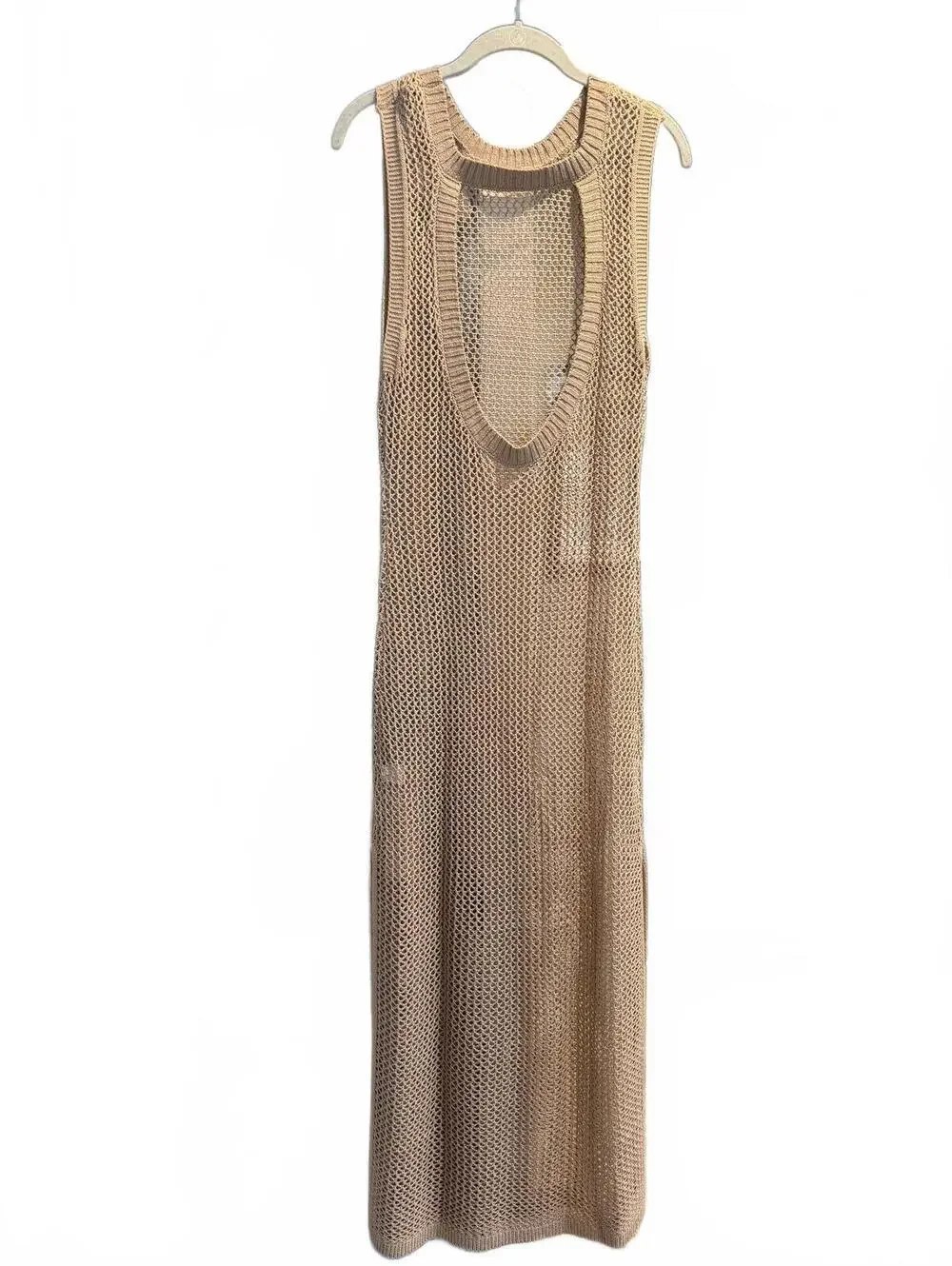 Boutique Swim Crochet Maxi Cover-Up Tan NEW - Picture 4 of 7